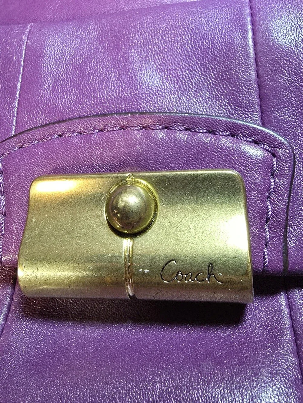 Coach Bag Kristin Purple Leather Crossbody Bag with Front Pocket